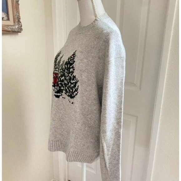 Abercrombie & Fitch Unisex Soft AF Holiday Sweater Size Large Bronco Pine Trees - Picture 6 of 13